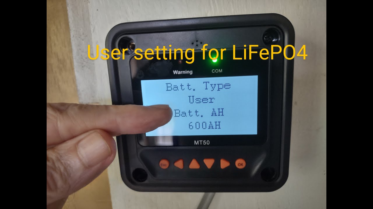 Changed Epever 40 amp controller LiFePO4 preset back to User settings
