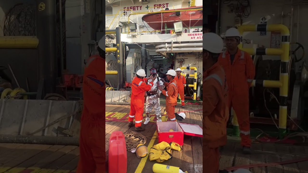 How to use fireman outfit #offshorelife #seafarerlife #oilandgas #fypシ゚viral
