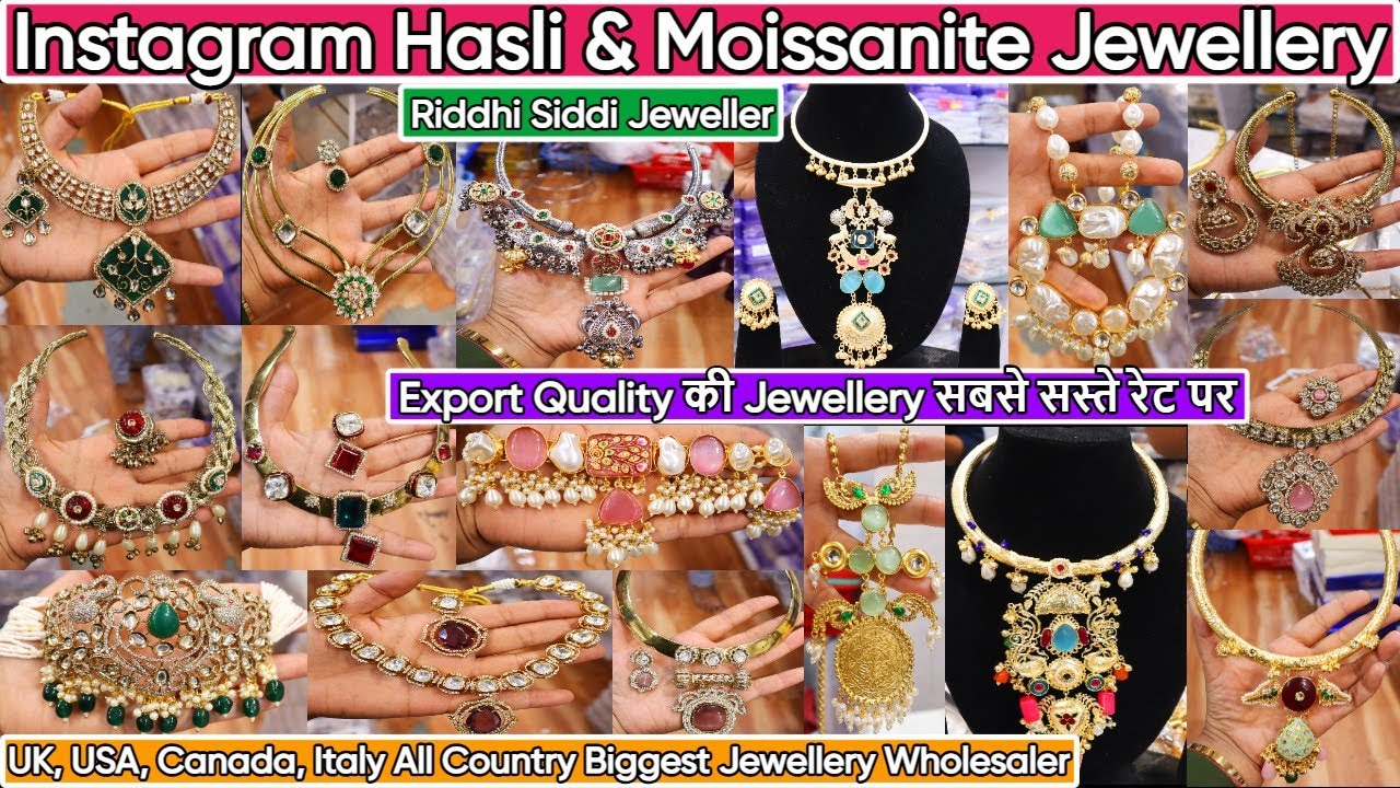 Latest Instagram Trendy Bridal Jewellery Collection 2024 | New Premium Hasli & Moissanite Jewellery