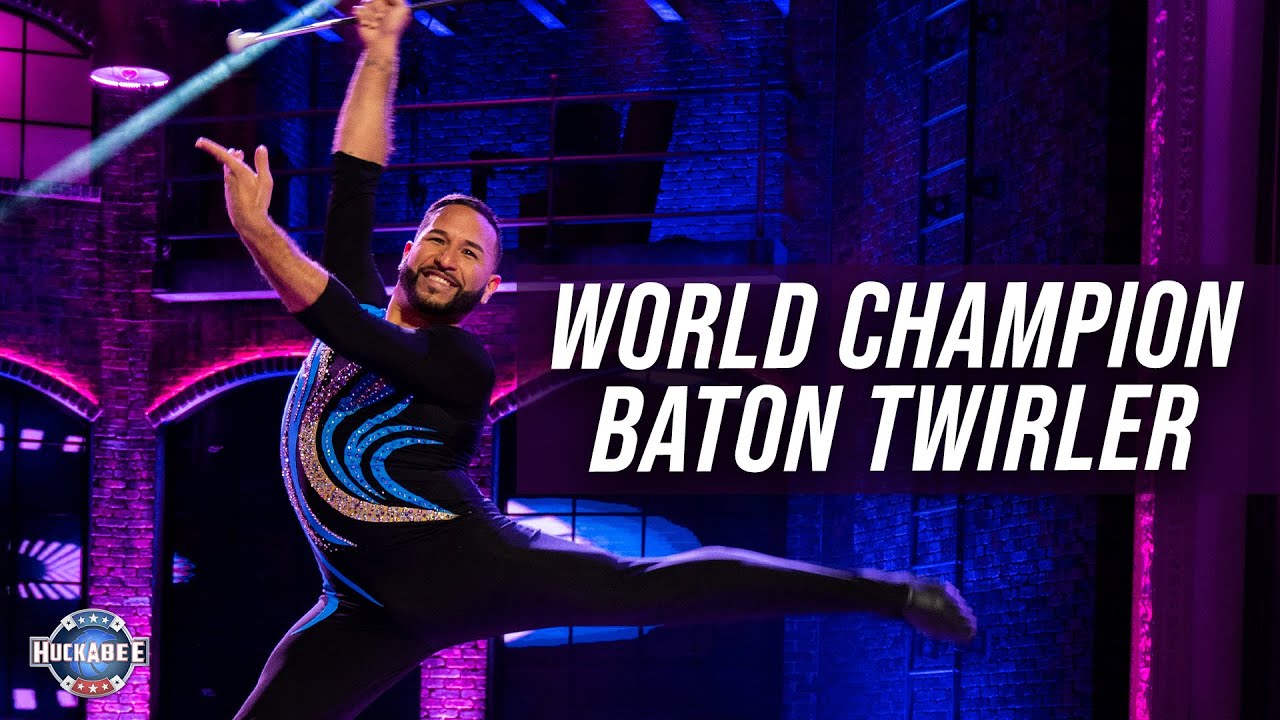 World CHAMPION Baton Twirler Joel Claudio TEACHES Huckabee to Twirl | Jukebox | Huckabee
