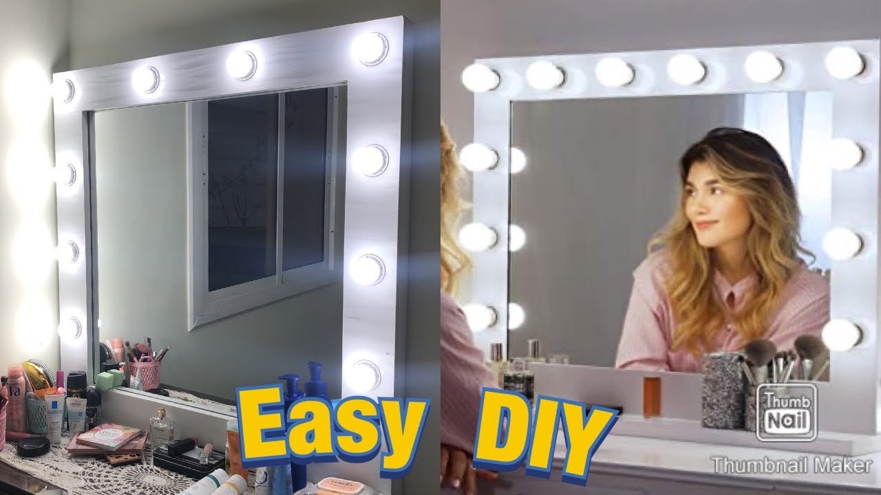طريقة صنع مرآة مكياج هولييود سهلةDIY   Miroir lumineux maquillage pro 30€ /vanity Mirror
