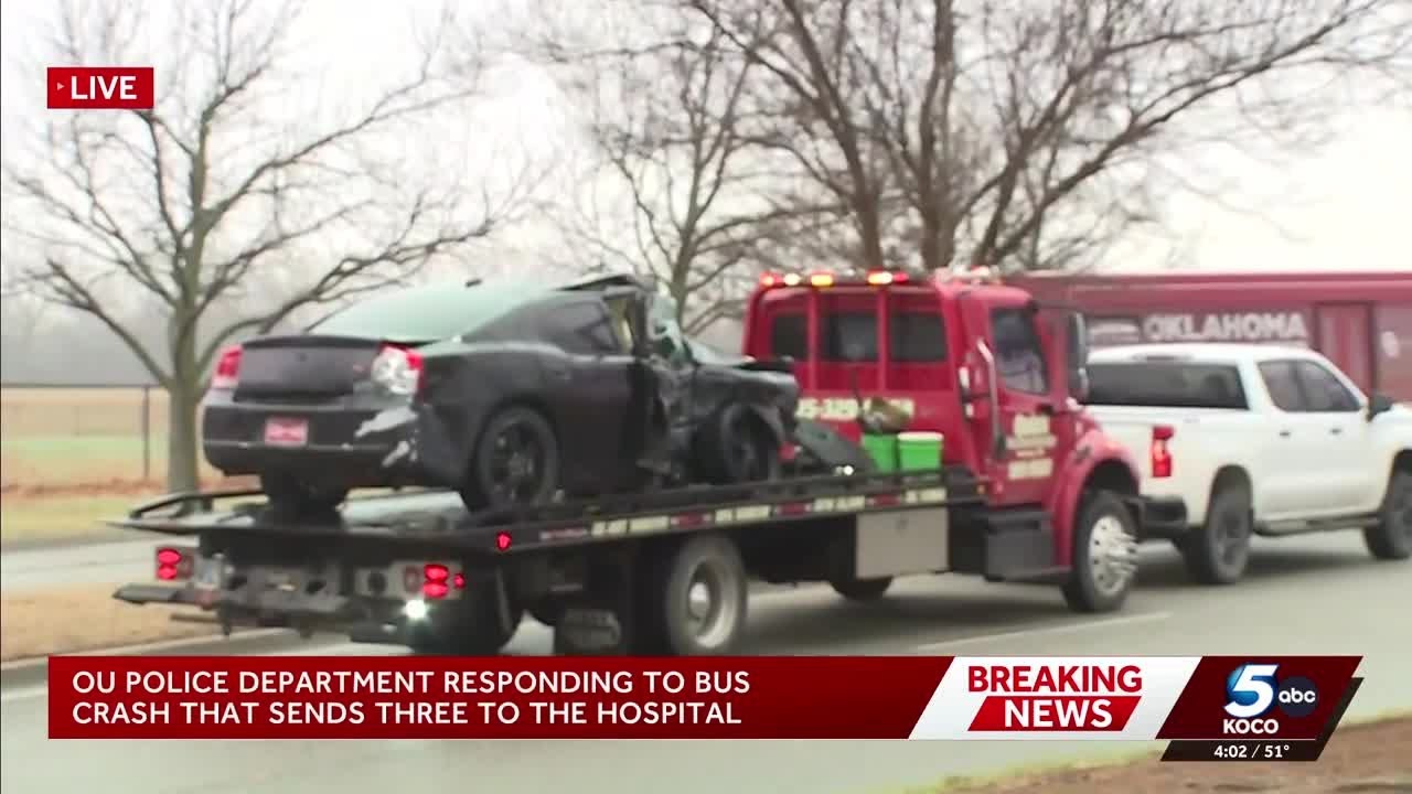 3 people transported to hospital after bus crash near OU's Lloyd Noble Center