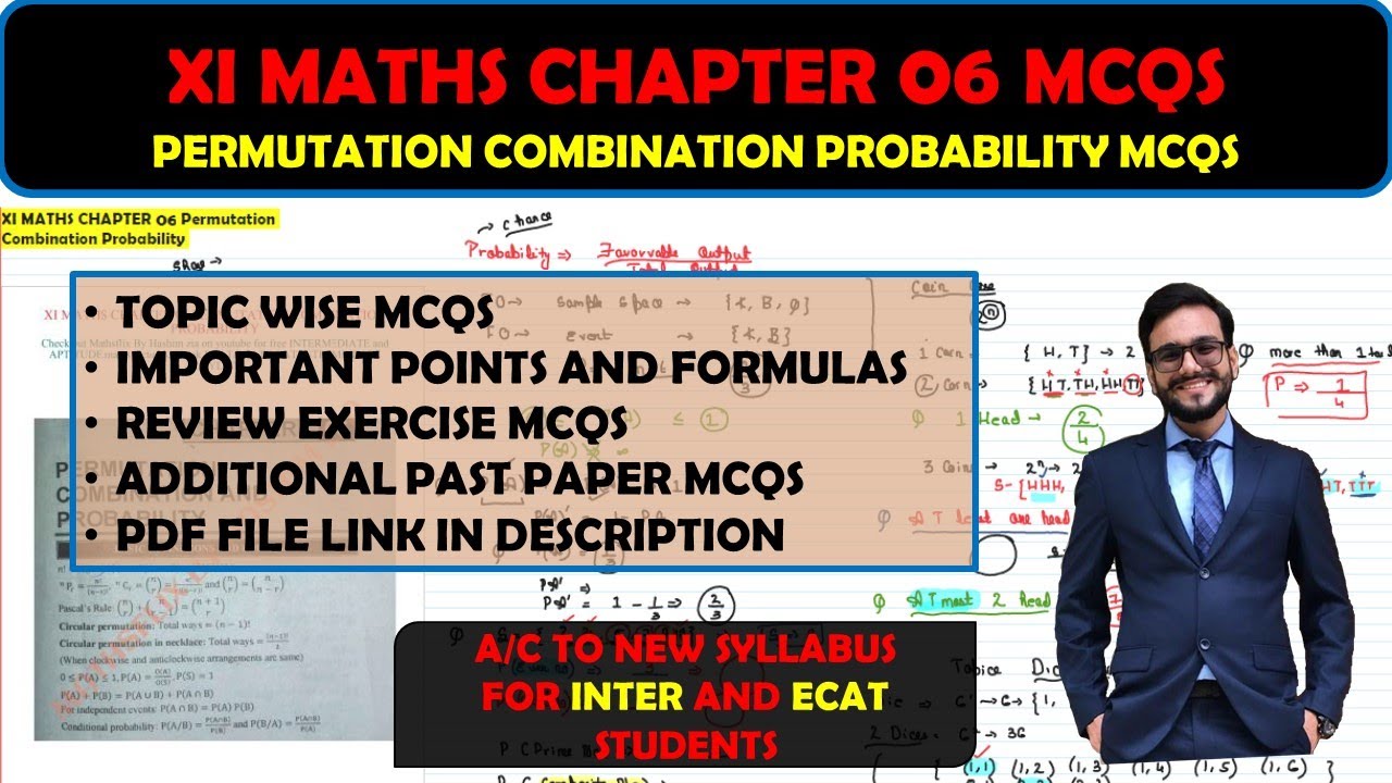 XI MATH CHAPTER 06 MCQS | PERMUTATION COMBINATION PROBABILITY  MCQS | XI NEW MATH BOOK |