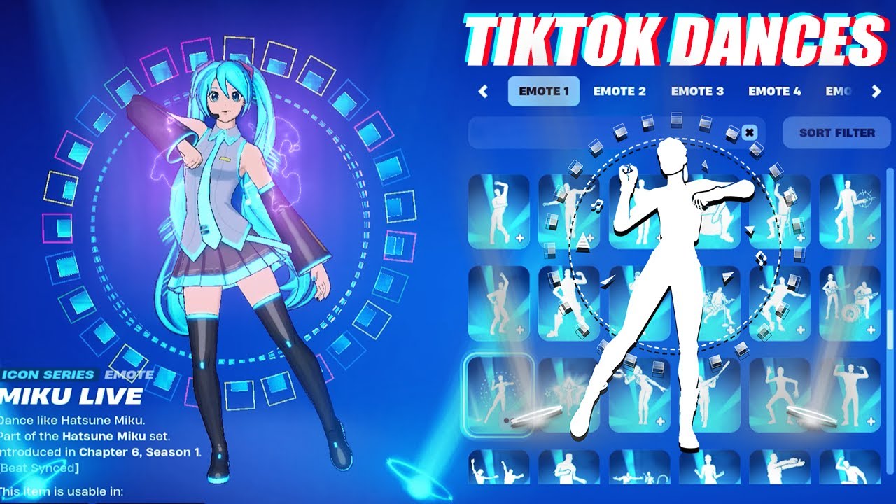 FORTNITE x MIKU x TIKTOK DANCES AND ICON SERIES EMOTES