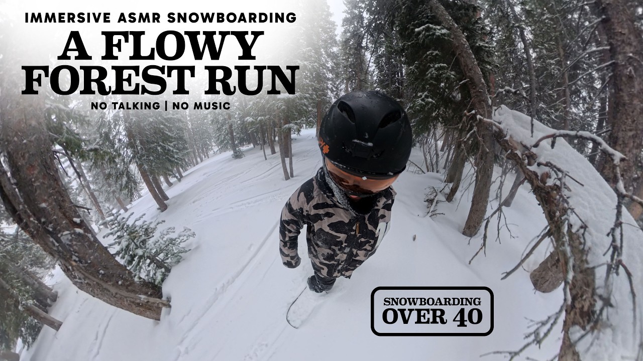 Immersive ASMR Snowboarding: Flowy Forest Run - Chilling After a Powder Workout