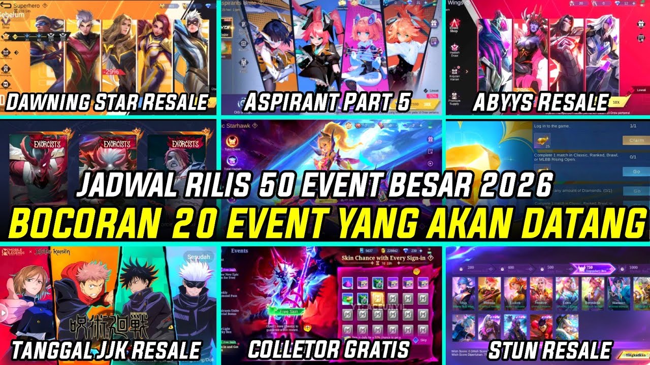 BOCORAN 20 EVENT MOBILE LEGENDS AKAN DATANG! JUJUTSU RESALE, DAWNING STAR, ASPIRANT RESALE MLBB