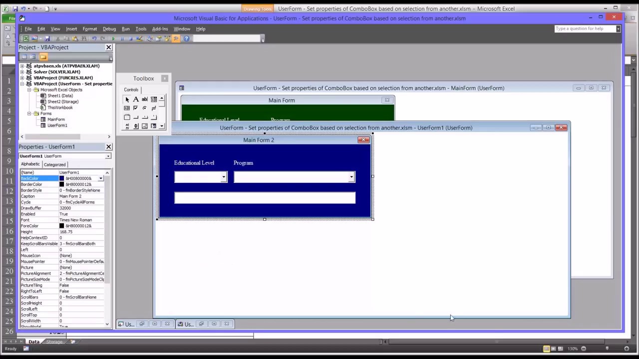 Dynamically Fill ComboBox (Drop Down List) from Another ComboBox Selection in an Excel VBA UserForm
