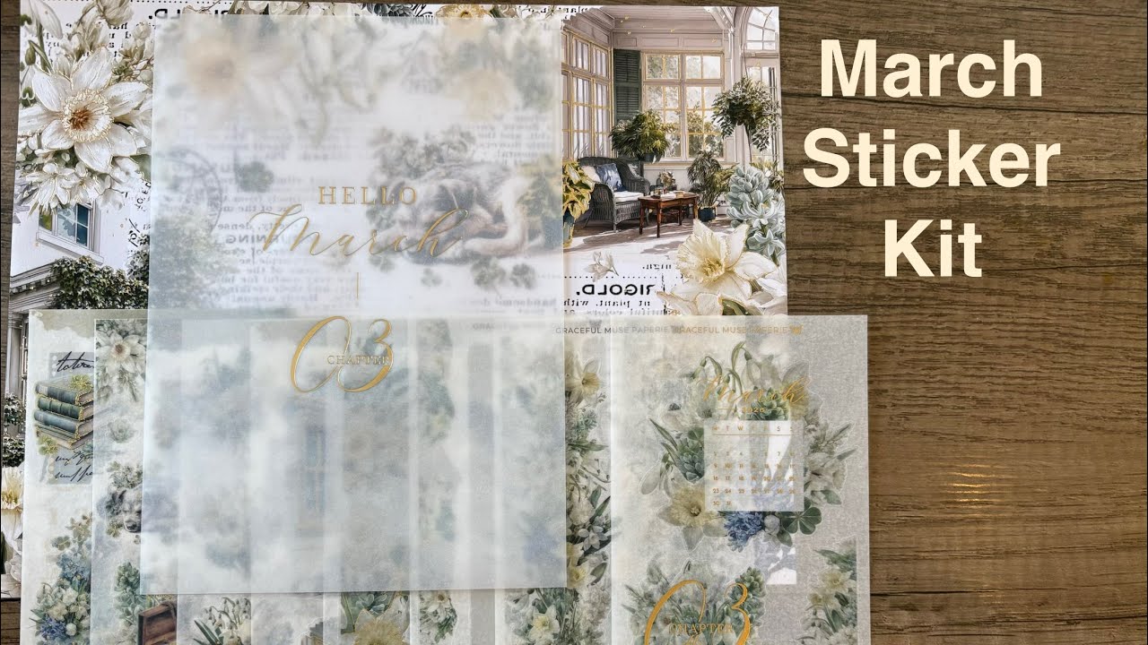 Распаковка набора наклеек для планировщика Graceful Muse Paperie на март.