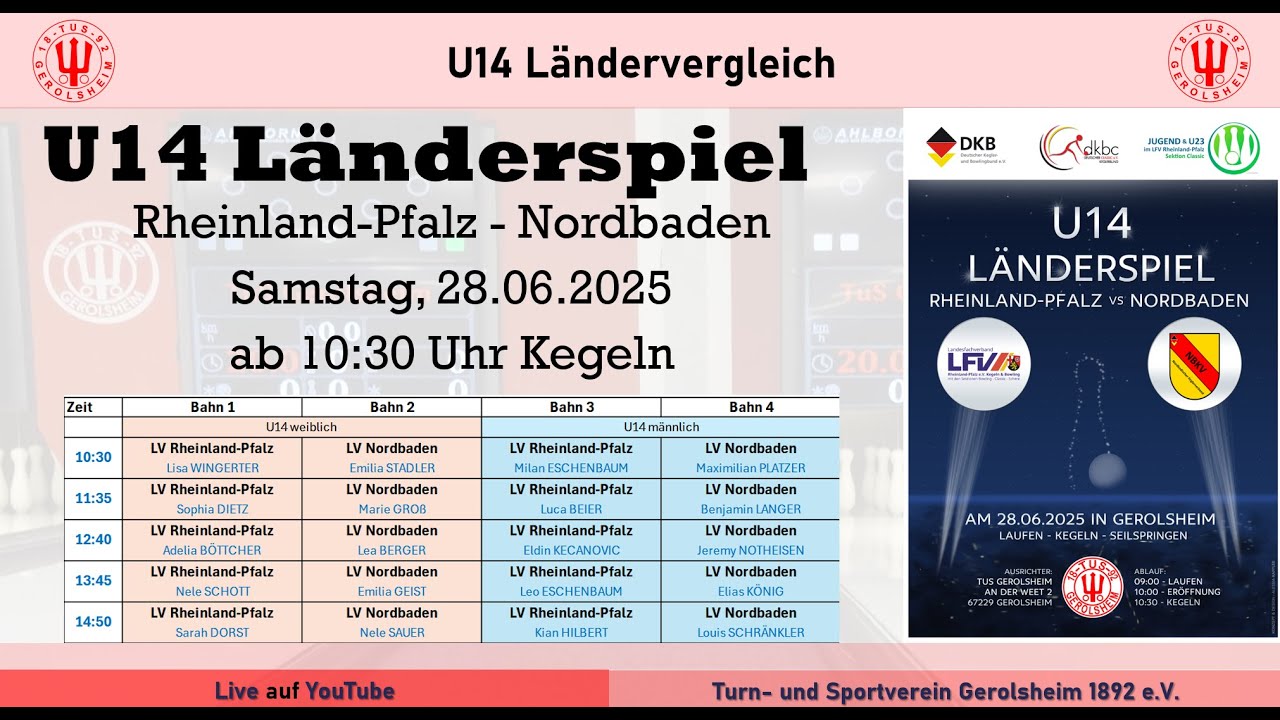 U14 L&auml;nderspiel Rheinland-Pfalz-Nordbaden