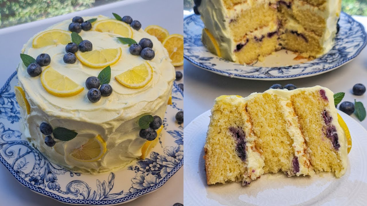 Lemon Blueberry Cake with Whipped Cream Cheese Frosting - The Perfect Summer Cake!