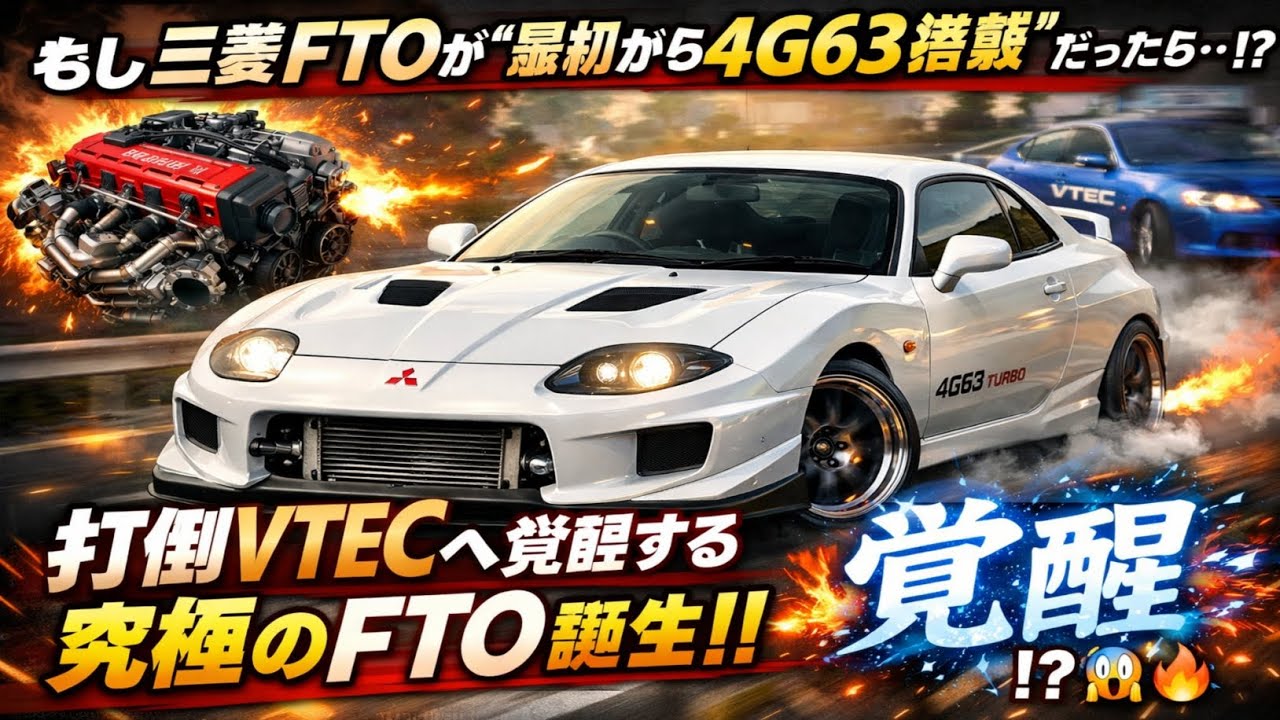 🚗💥もし三菱FTOが“最初から4G63搭載”だったら…!?🔥打倒VTECへ覚醒する究極のFTO誕生‼️😱💨