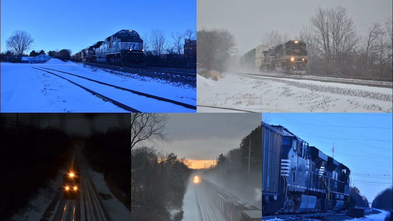 6 Norfolk Southern trains in Hudson Ohio 