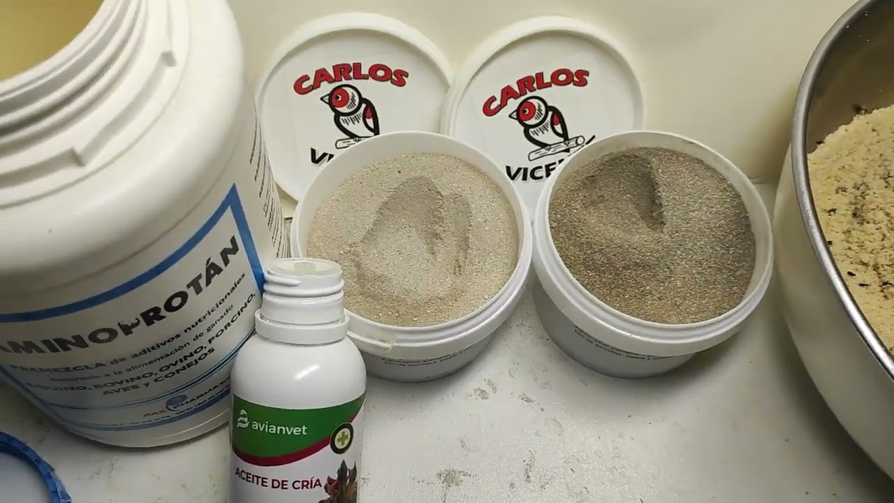 Preparación de la pasta de cria (aceite de cría, vitaminas, y secuestrantes de micotoxinas)