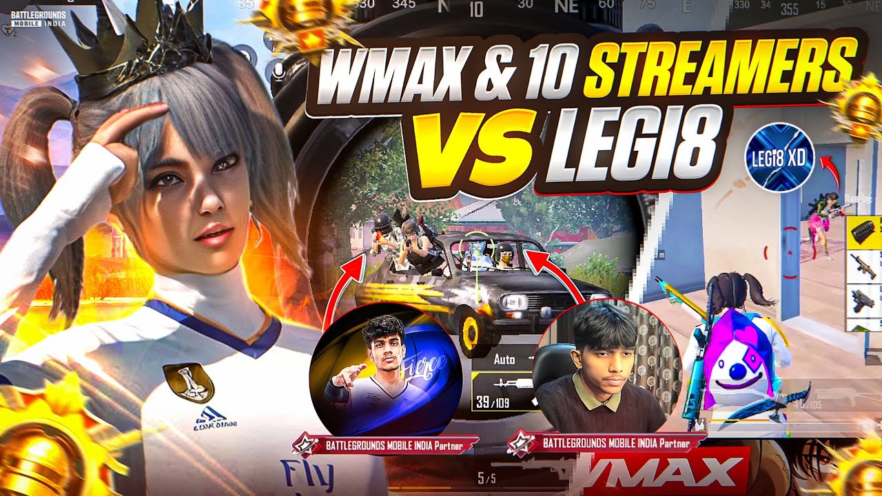 Wmax Gaming & 10 Streamers Shocked By Me🤯 Fastest 1v4 in Conqueror Lobby | BGMI