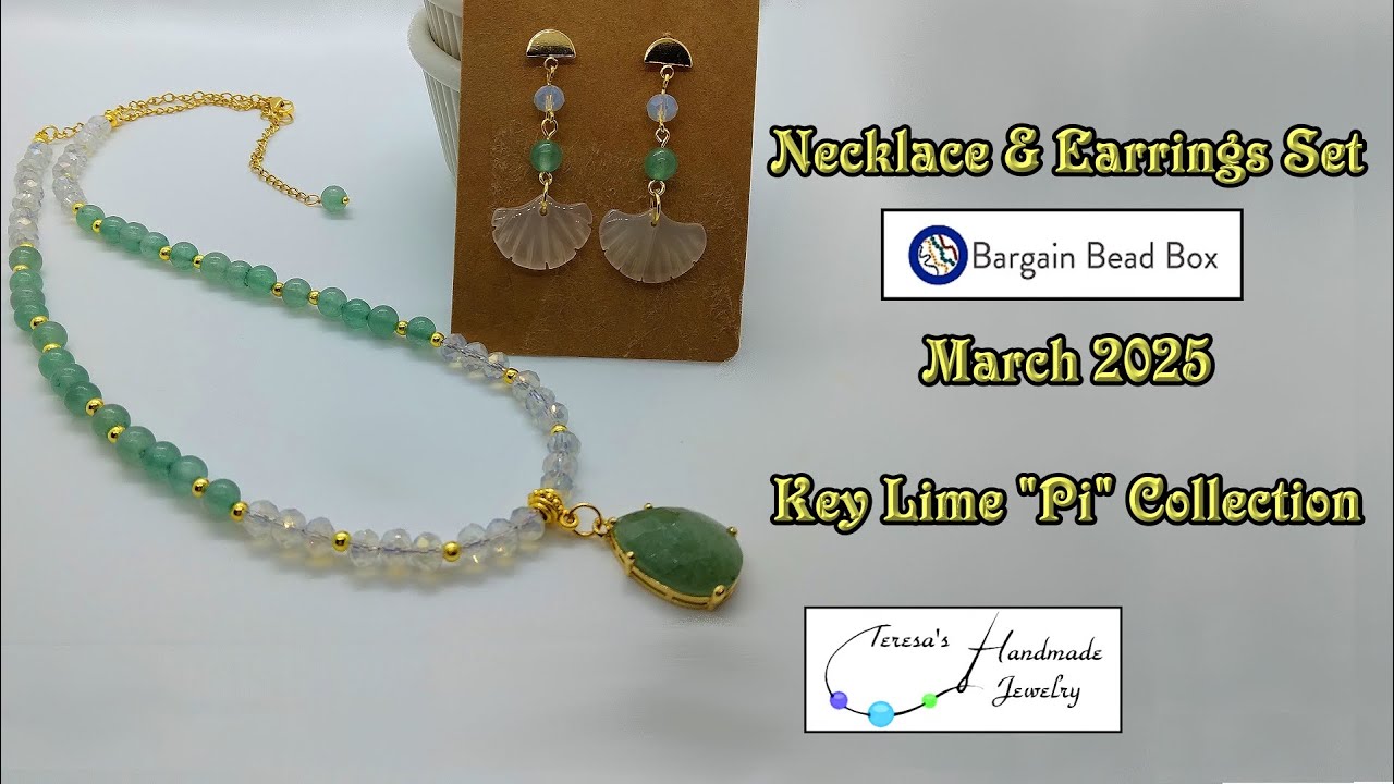 Necklace & Earrings Set| Bargain Bead Box | March 2025 | Key Lime 