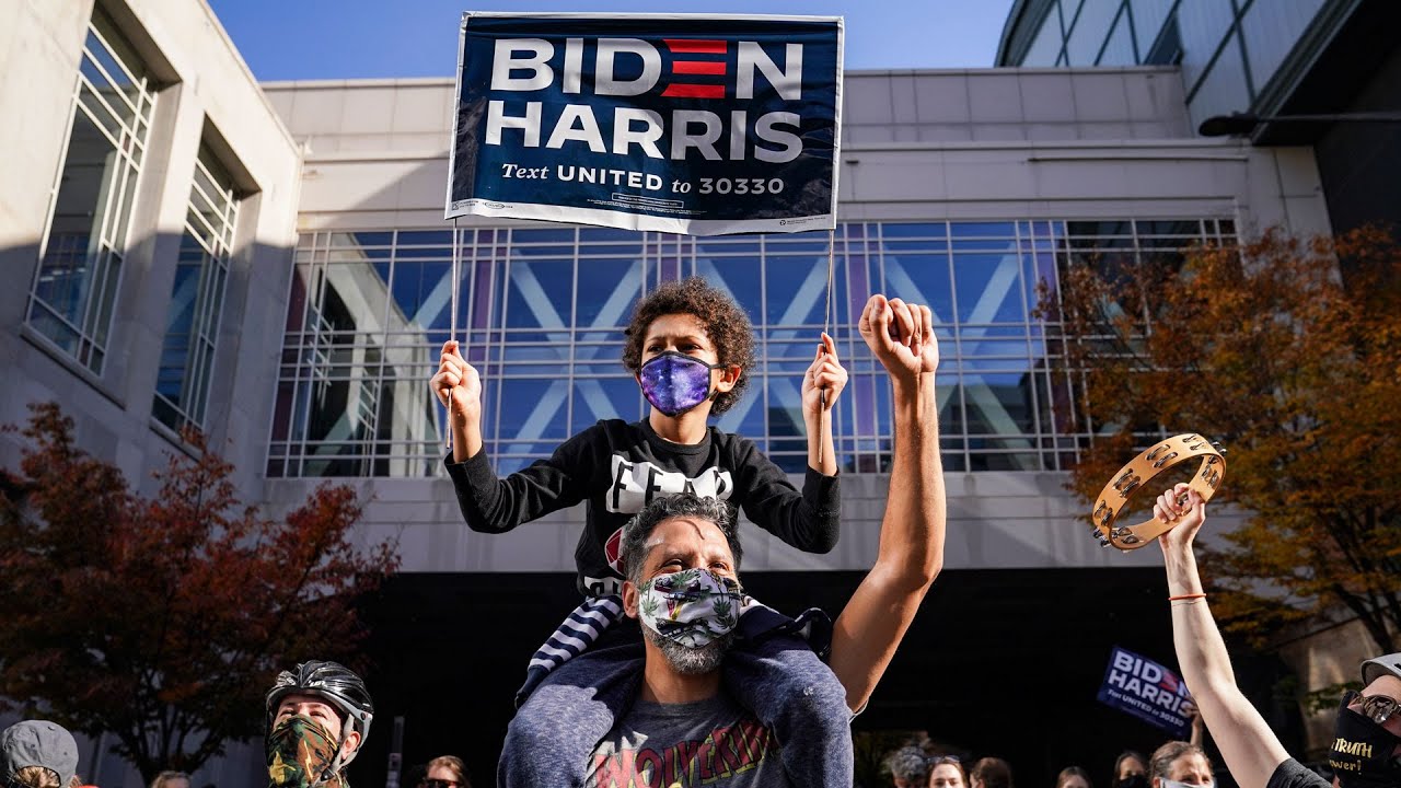 Biden supporters celebrate in Philadelphia's streets moments after presidential victory