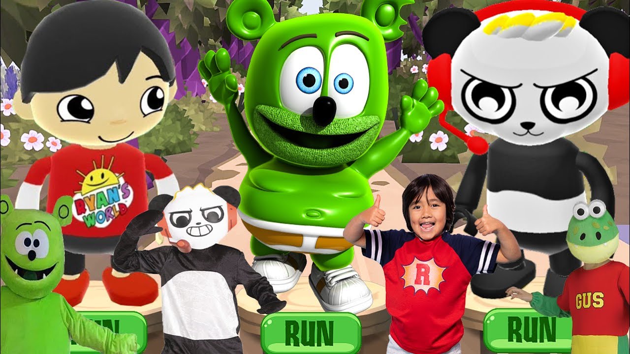 Tag With Ryan - Combo Panda Vs Gummy Bear Runner New Gameplay Red T-shirt Ryan