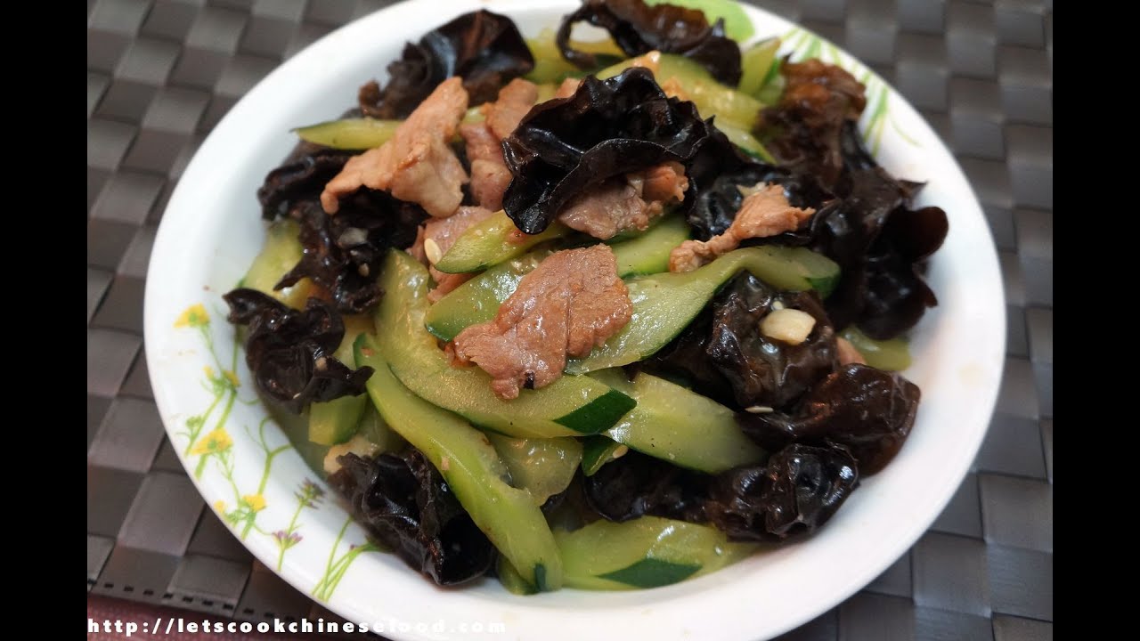 Hong Kong Recipe : Stir-fried Cucumber with Black Fungi and Pork
