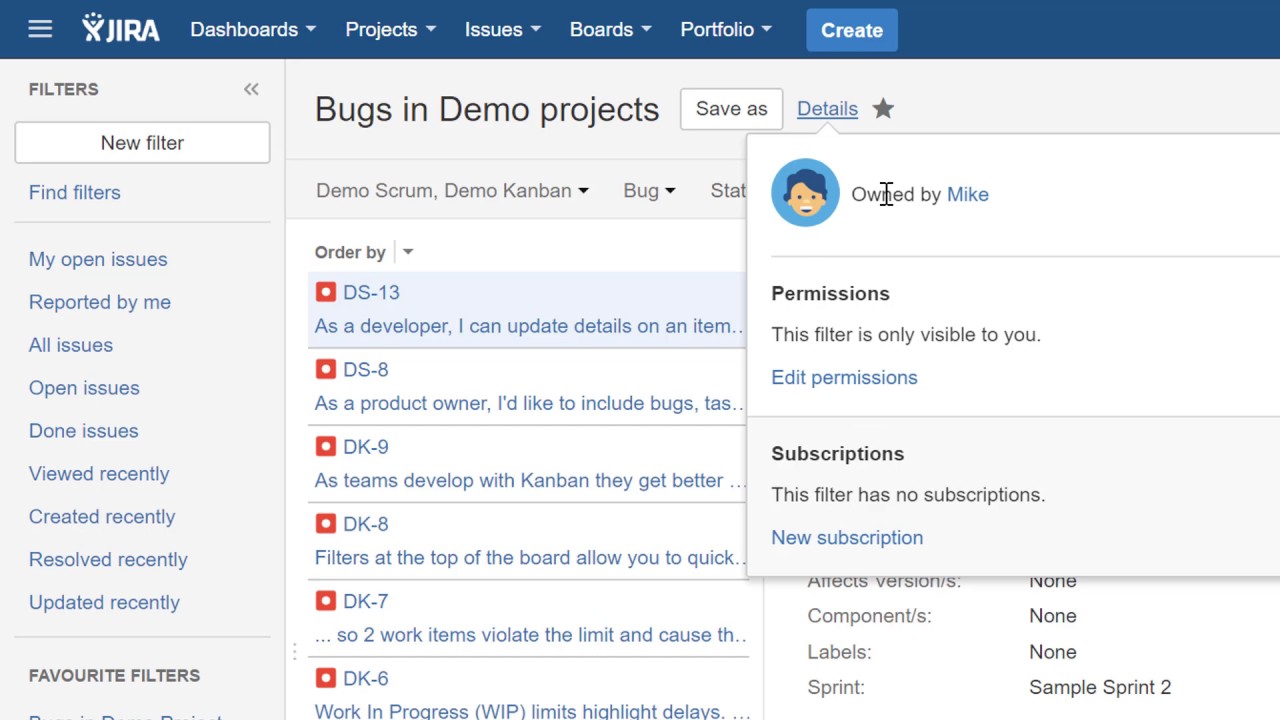 How To create Search filter in Jira