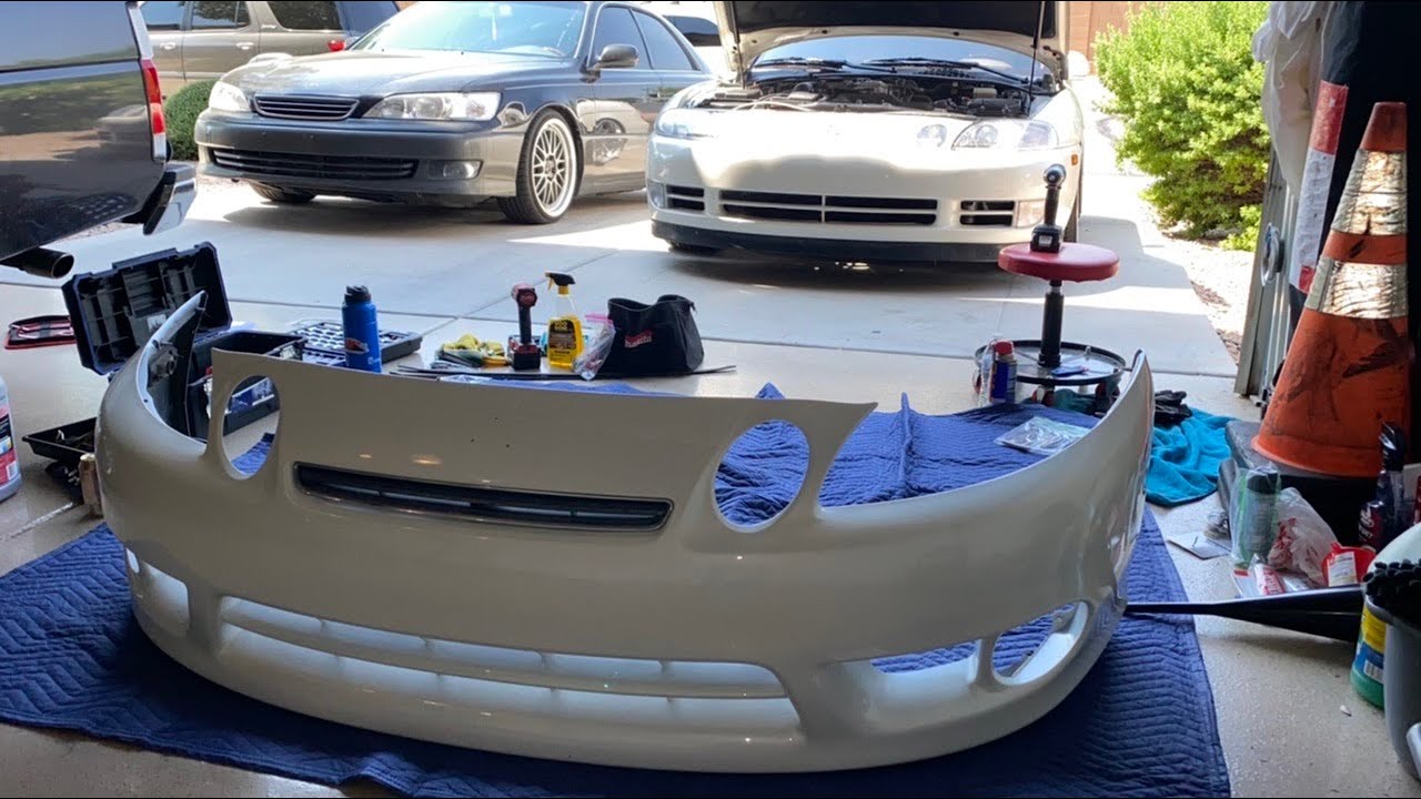 Установка переднего бампера 97+ на Lexus SC400 1992 года