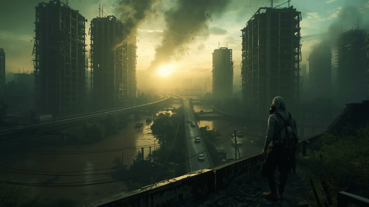 Ruined Megacity 🌆 2 Hour Dystopian Ambience  Toxic Fog & Flooded Streets  Lone Wanderer