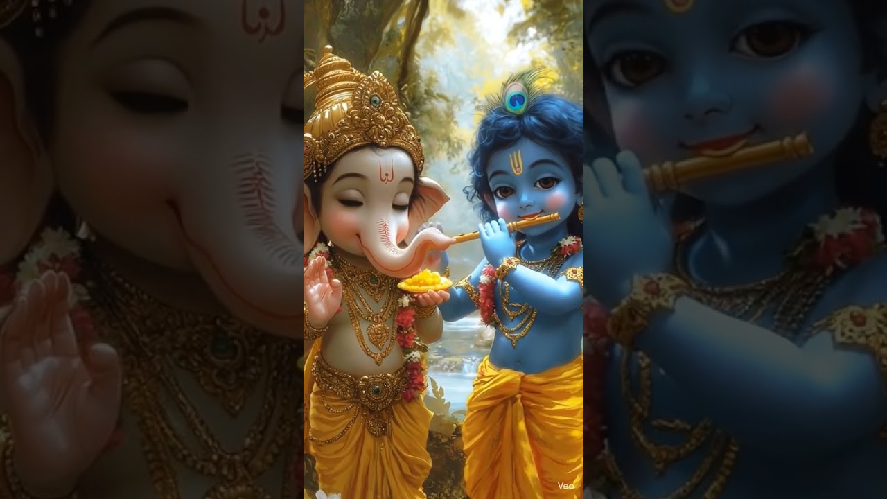 Cute Bal Krishna and Ganesha AI Animation | Divine Bhakti Status 2026✨🙏