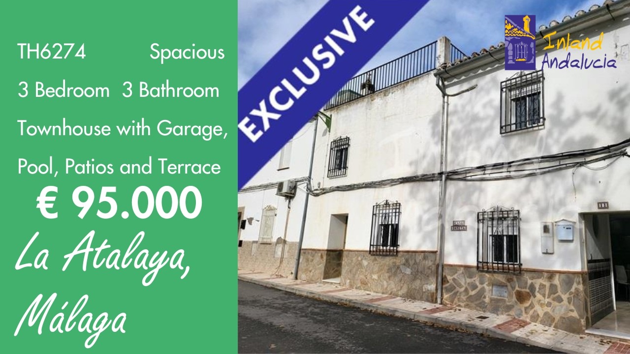95K, 3 Bed 3 Bath Townhouse + Garage and Terraces Property for sale in Spain inland Andalucia TH6274
