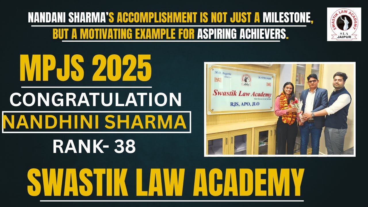 Congratulations to Nandani Sharma on her outstanding success in MPJS 2025 with an impressive Rank 38