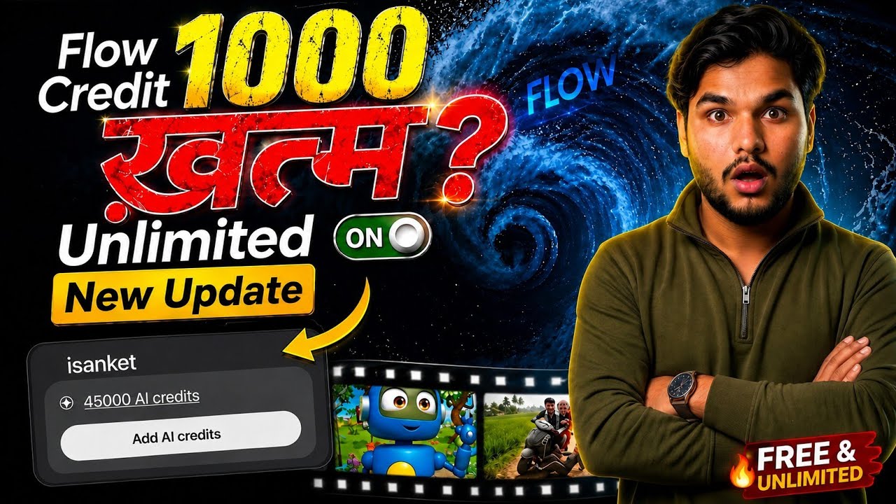 Google Flow AI Unlimited Credits Kaise Le? 😱 1000 Credits Khatam? New Update 2026