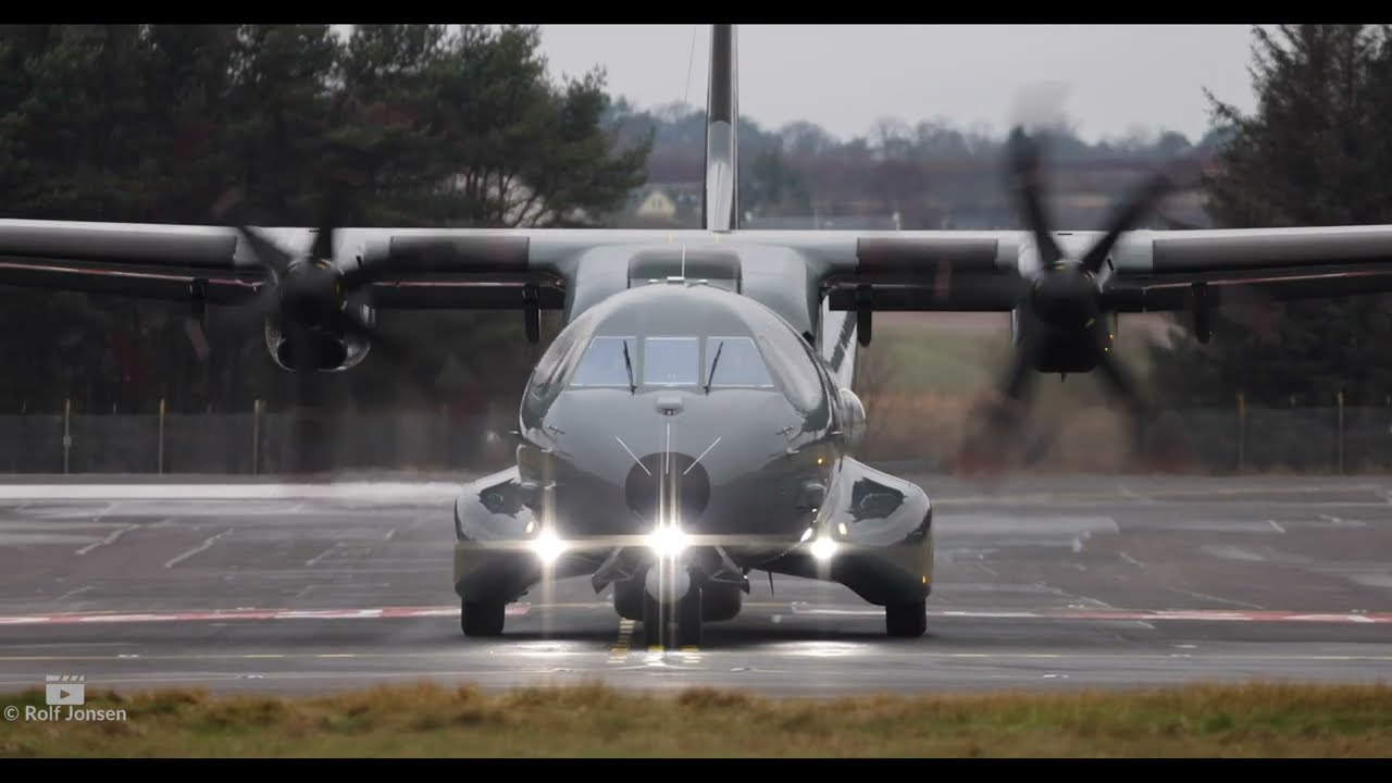 Irish Air Corps Casa at Edinburgh Airport 4K
