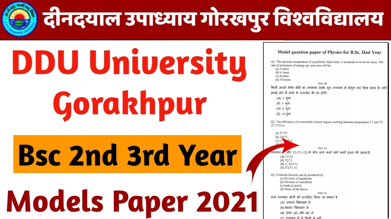 DDU University Gorakhpur Exam 2021 Model's Paper || DDU University Gorakhpur Exam All Model Papers