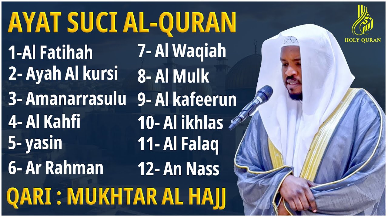 Alfatiha, Alkahfi, Yasin, Alwaqia, Arrahman, Almulk, Almoeathat, AlKursi, | Al-Quran Merdu
