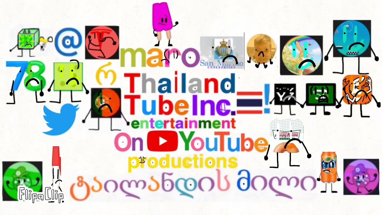Thailand Tube Logo Blooperganza Take 74: Red Pen is here with Sprite Soda is playing tennis.