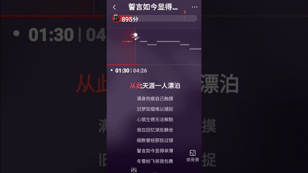 誓言如今变得单薄伴奏（降1）