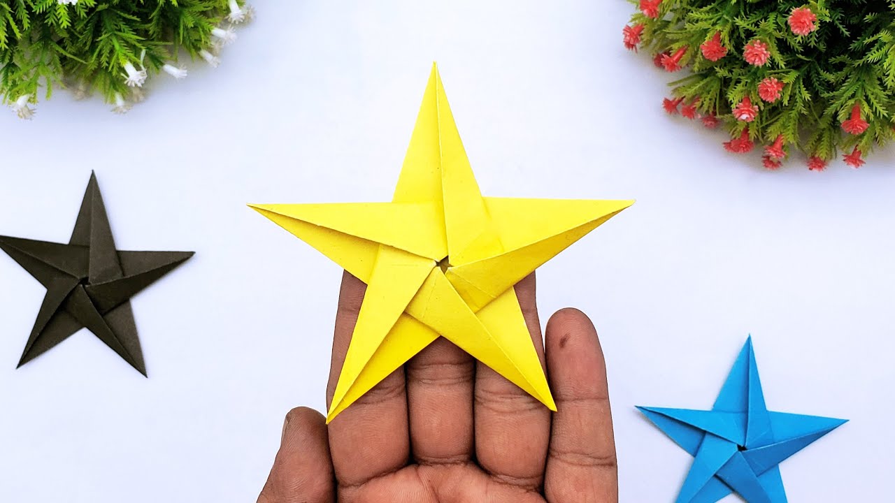 STAR ⭐ Origami Five Pointed Star Making Without Glue Or Tape ⭐ Easy Origami Stars For Beginners