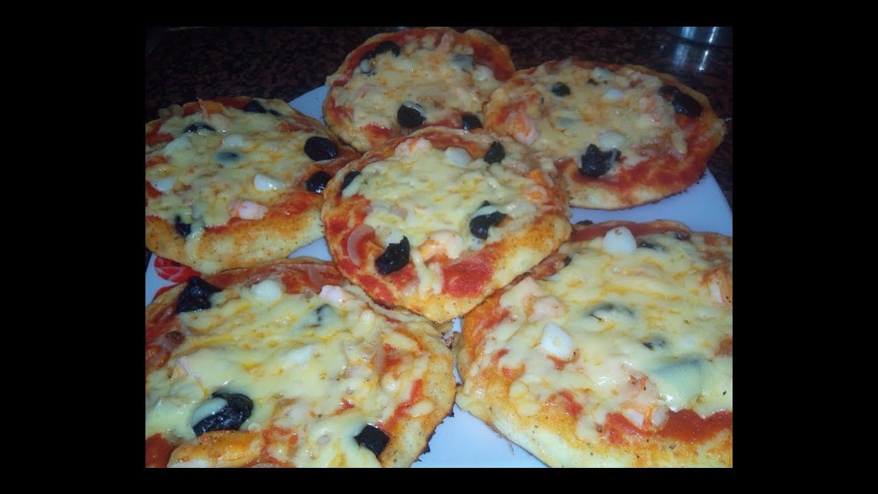 بيتزا سائلة بالفرن بفواكه البحر بدون غلوتين Pizza pâte liquide au four sans gluten