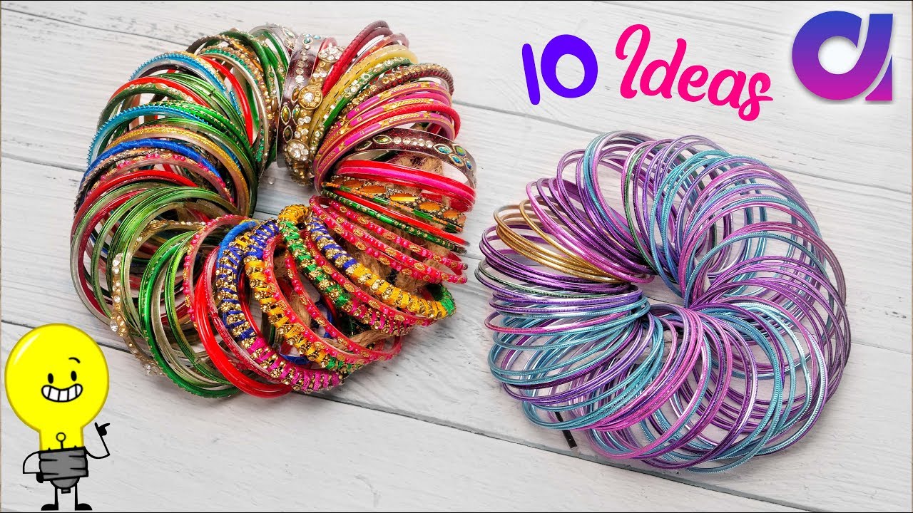 10 Awesome old bangles reuse idea at home | Best out of waste | Artkala