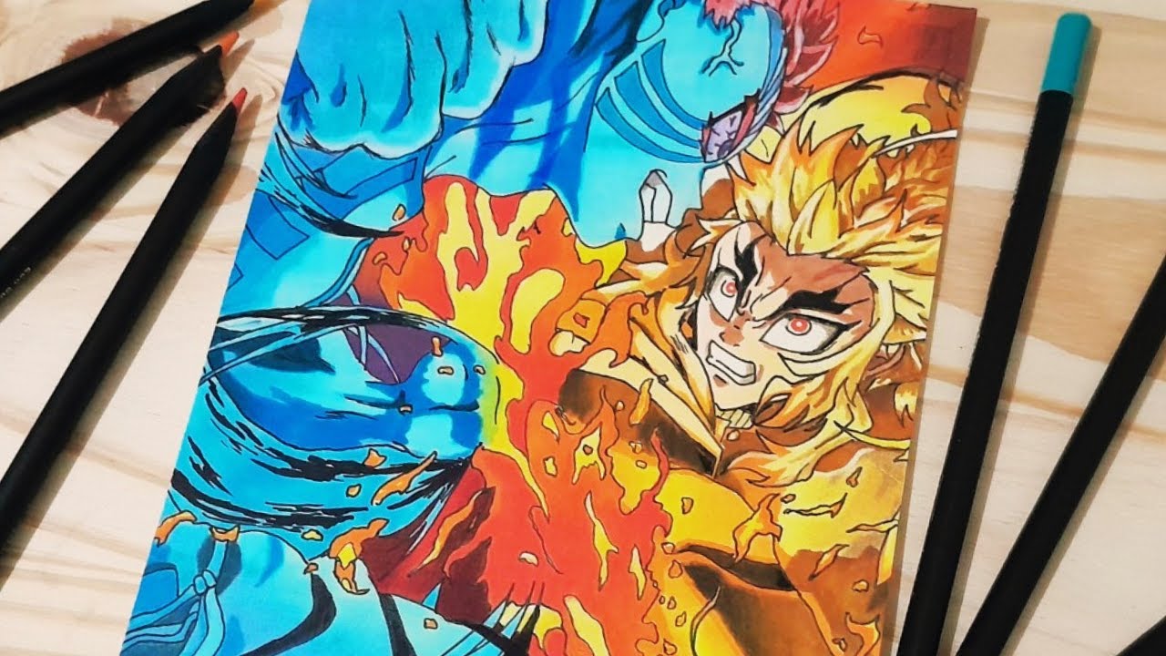 Desenhando Rengoku vs Akaza – Demon Slayer