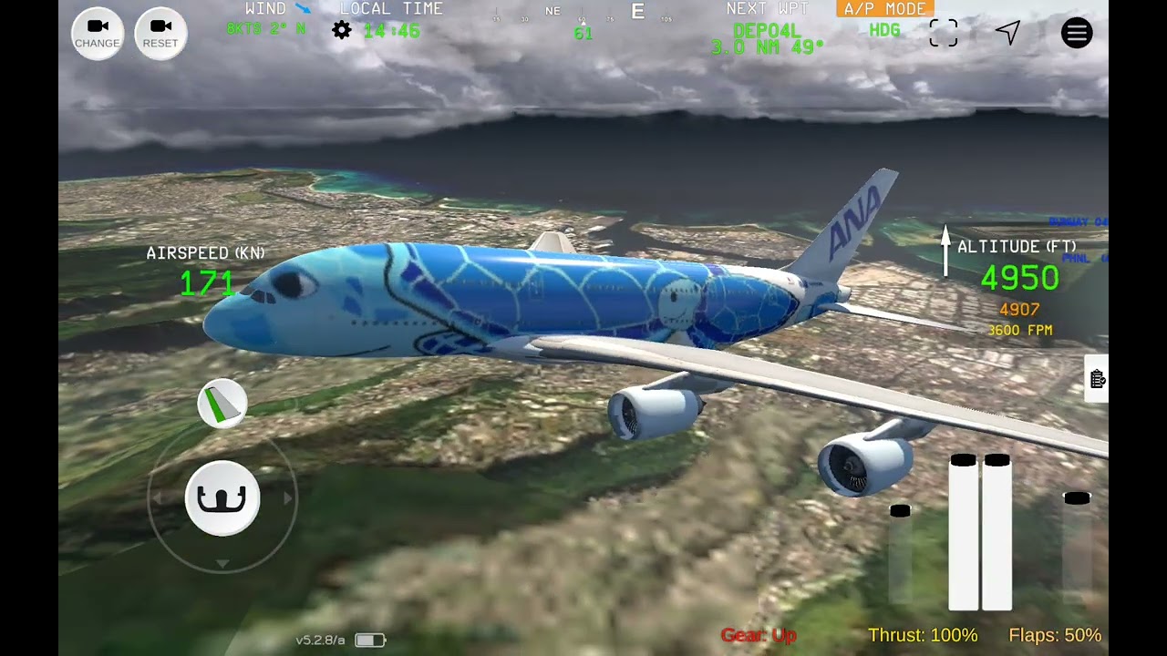 Full flight Honolulu to tokyo Narita ANA A380 fs advanced new 5.2.8 update 