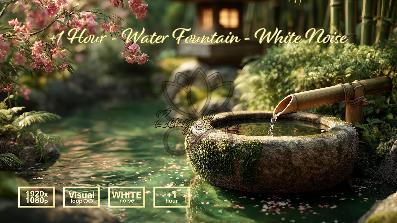Japanese Zen Garden Water Fountain | Gentle Flow & Calm Ripples (Relaxing Loop Ambience)