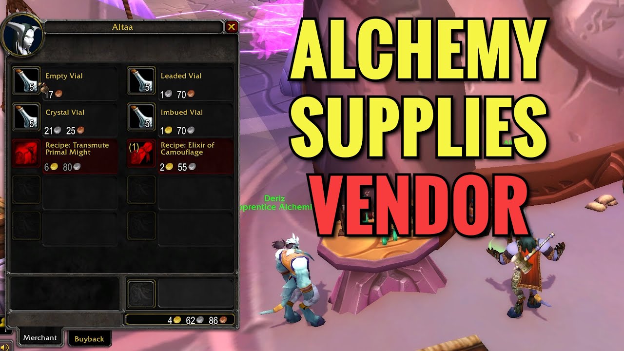 Exodar Alchemy Supplies Vendor Location (WoW TBC)