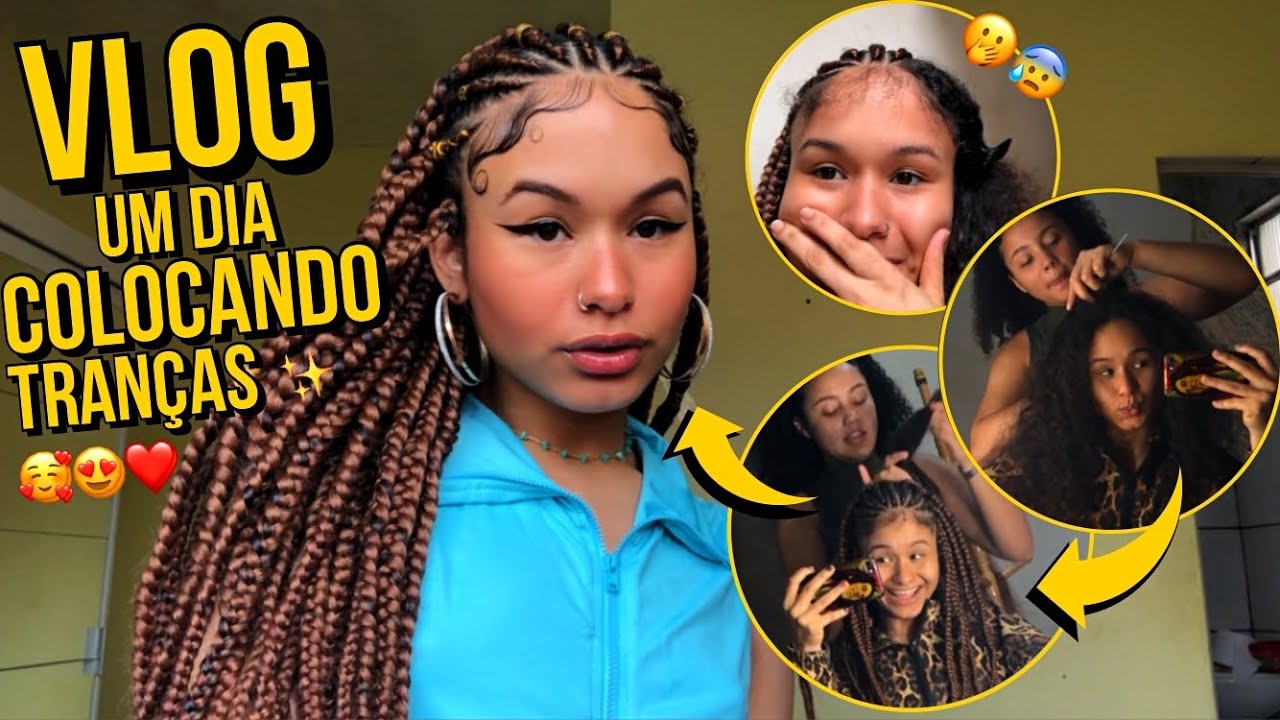 VLOG | UM DIA COMIGO COLOCANDO TRANÇAS * MUDEI DE CABELO ✨