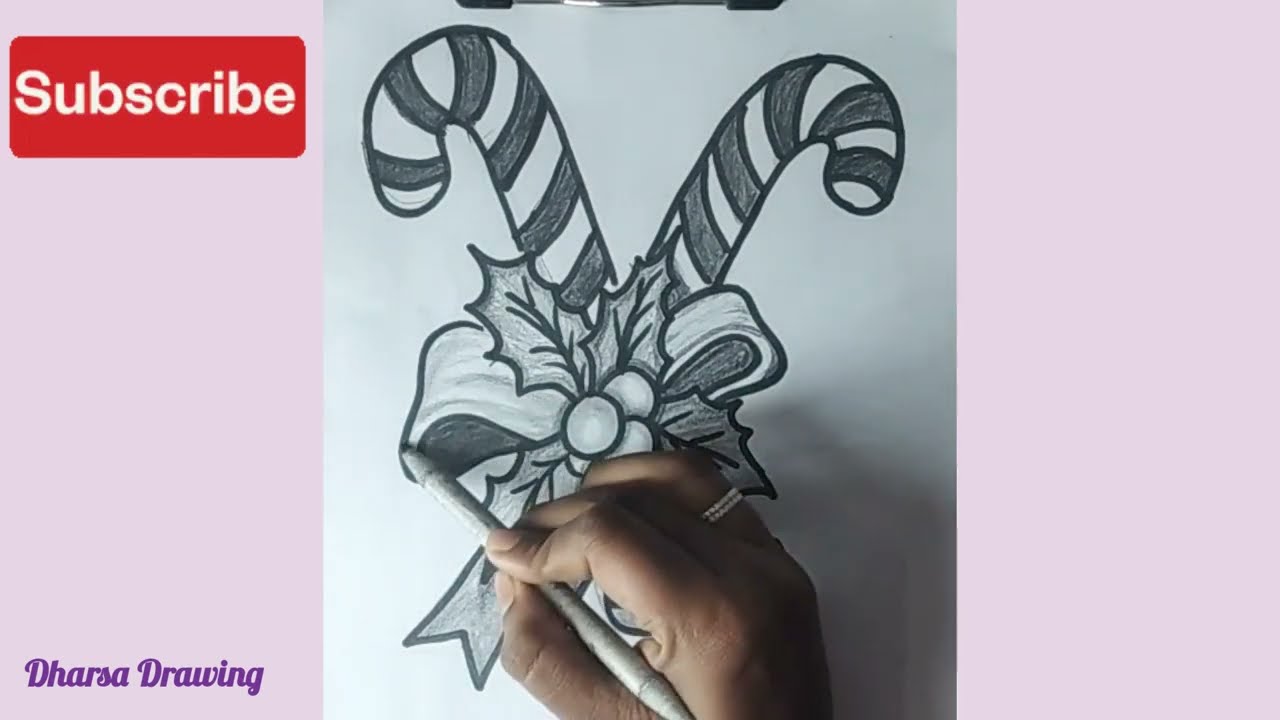 Christmas ❄Candy cane 🍭|| pencil Drawing 💜 @dharsadrawing #trending #shorts #lifestyle