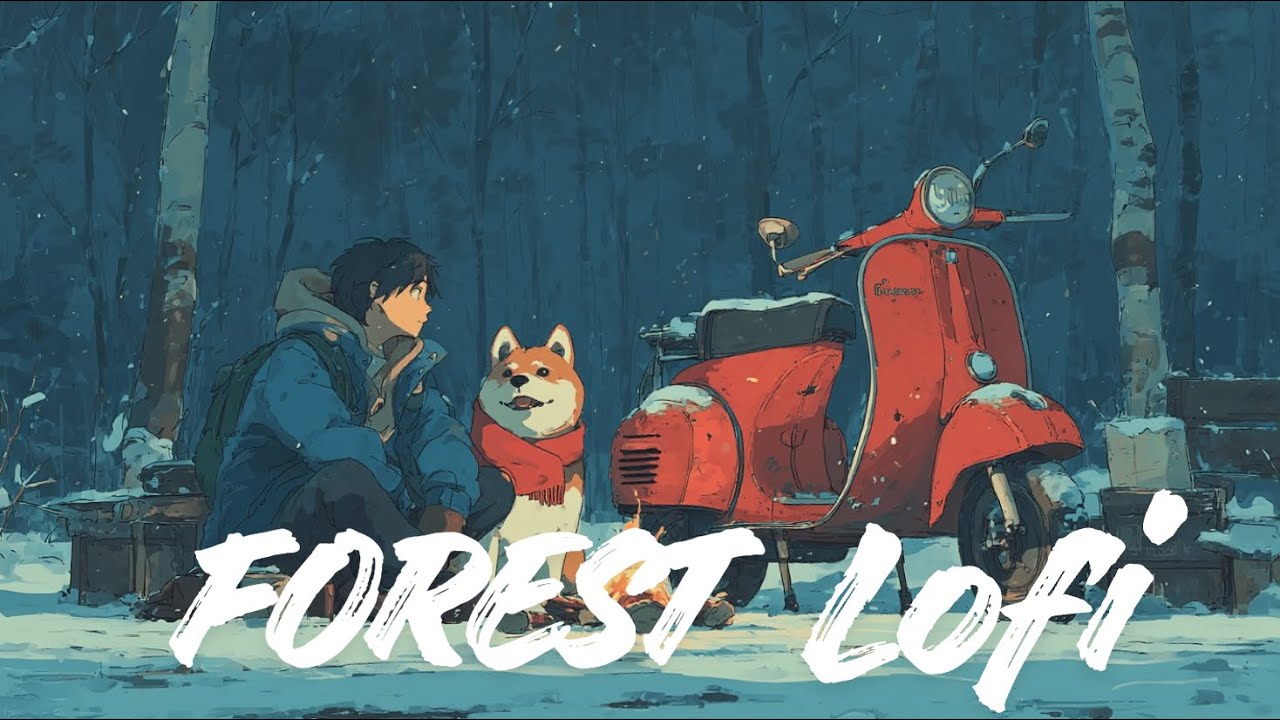 Relaxing Forest Lofi – Cozy warm Bonfire for Study, Relax & Focus ❄️🔥