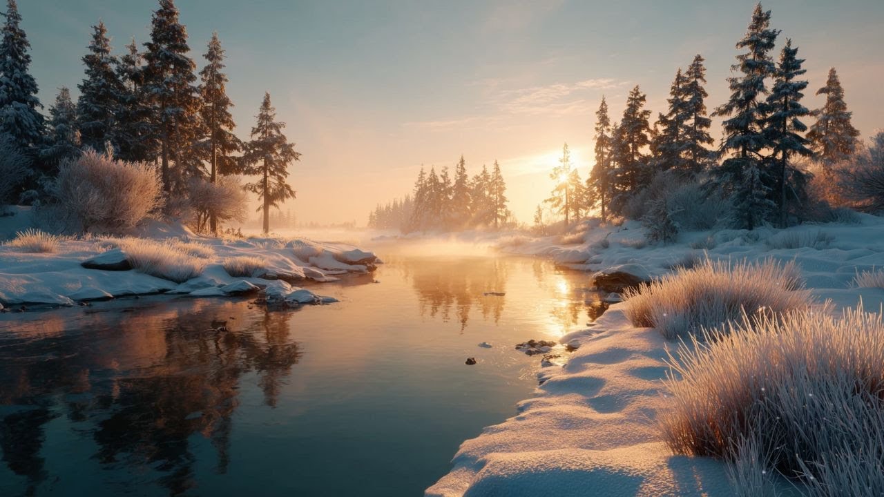 Peaceful Winter Morning by the River ❄️ Calm Ambient Music for Relax, Focus & Sleep