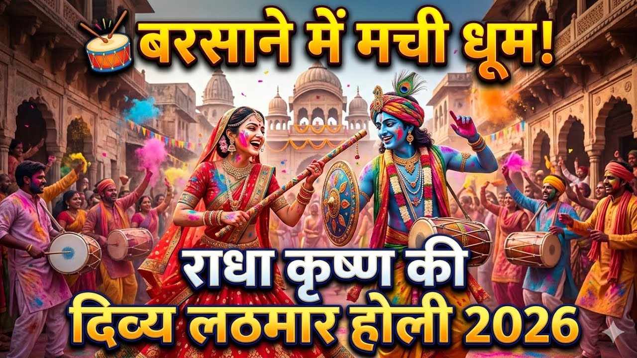 🥁 बरसाने में मची धूम! राधा कृष्ण की दिव्य लठमार होली 2026 | Superhit Holi Bhajan 🌸