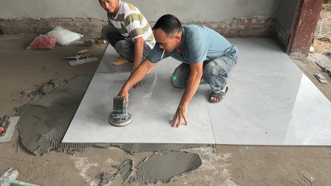 Amazing Construction Living Room Floor With Ceramic Tiles 80 x 80cm