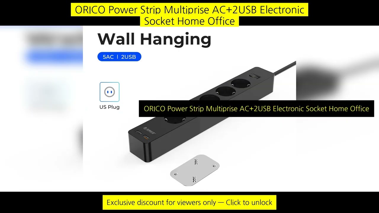 Orico Power Strip Multiprise Ac+2Usb Electronic Socket Home Office Surge