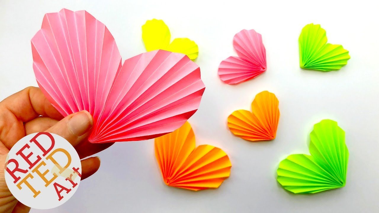 Easy Paper Heart Origami - how to make a paper heart 3D - Paper Heart DIY