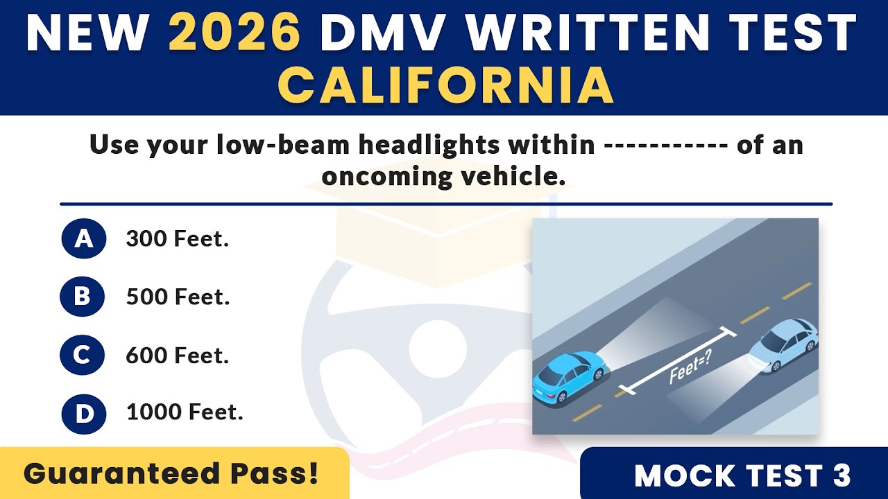 2026 CA Drivers Test | DMV Written Exam Practice | California Driving Test 2026 Handbook | Test 3